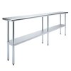 Amgood Stainless Steel Metal Table with Undershelf, 96 Long X 14 Deep AMG WT-1496